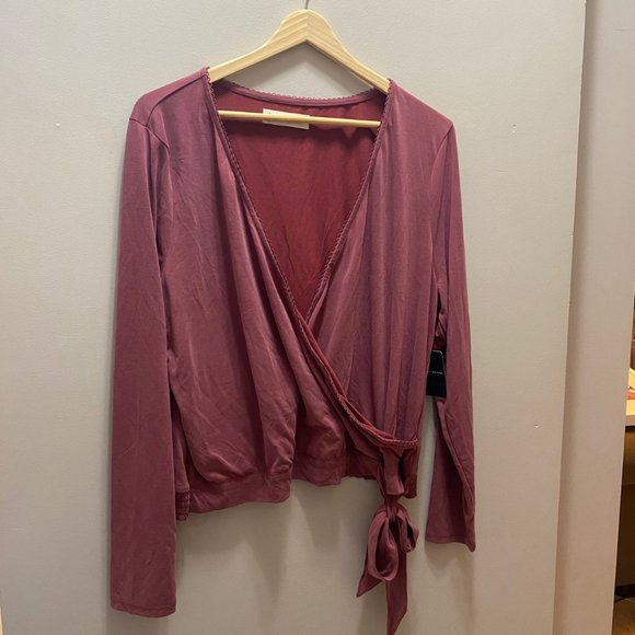Lucky Brand Faux Wrap V-Neck with Side Tie - Picture 1 of 11